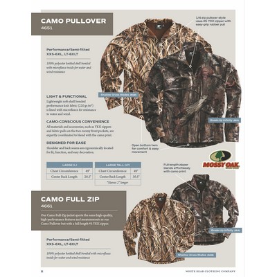 White Bear® Mossy Oak Camo Full Zip Jacket