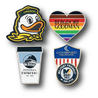 Custom Lapel Pins - 1 1/2" (1.5") Screen on Cloisonne Hard Enamel